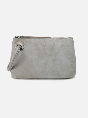 Daisy Daze Large Wristlet In Buffed Leather - Misty Harbor