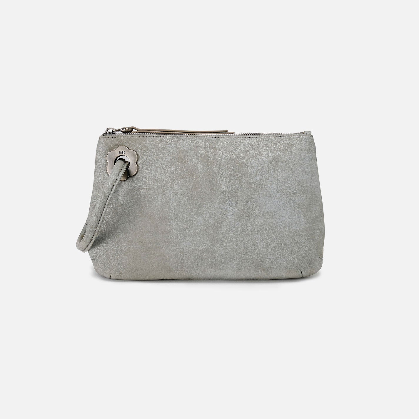 Daisy Daze Large Wristlet In Buffed Leather - Misty Harbor