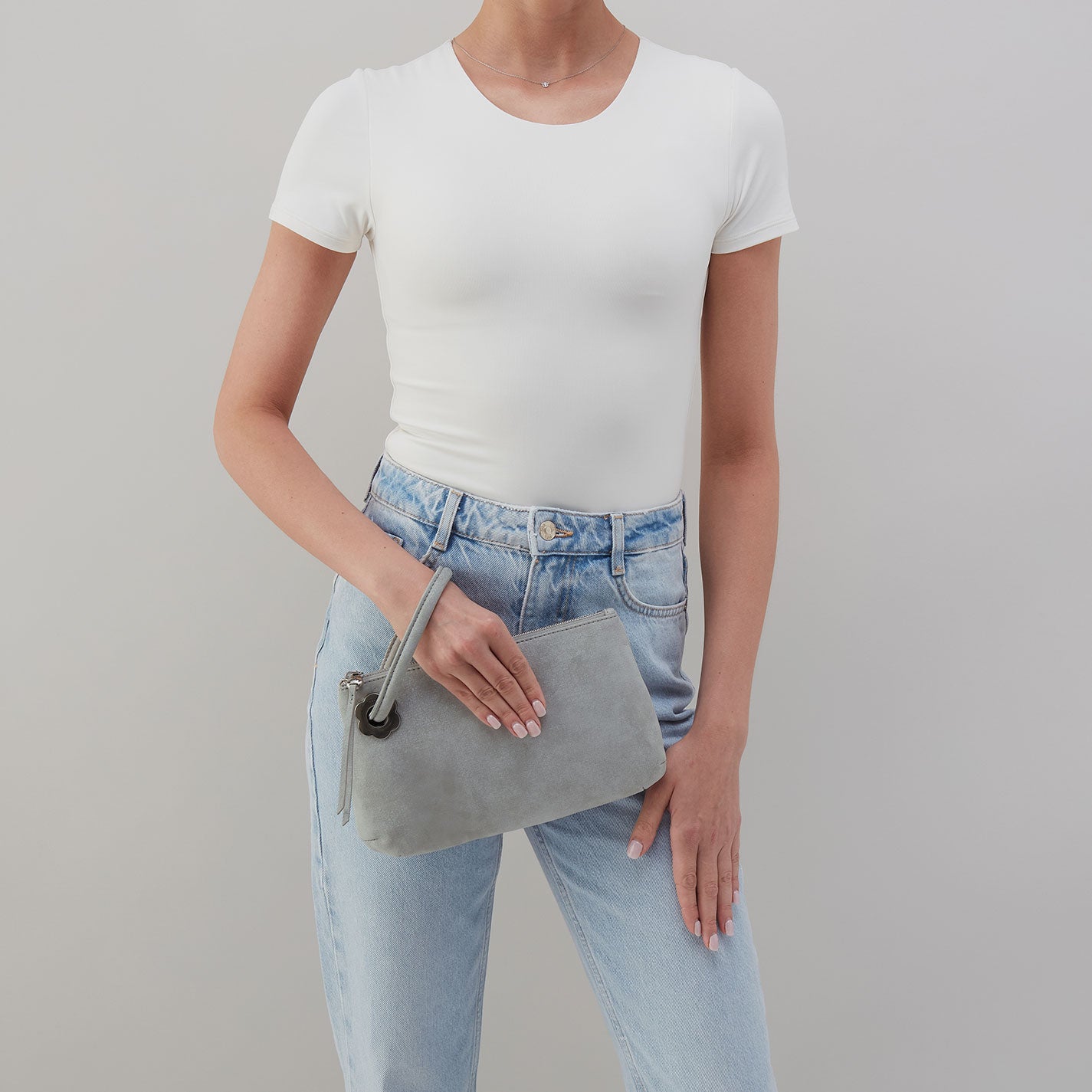 Daisy Daze Large Wristlet In Buffed Leather - Misty Harbor - Image 3