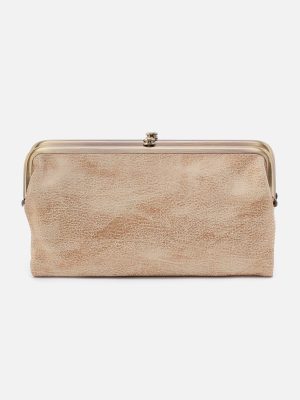 Lauren Clutch-Wallet in Metallic Leather - Gold Leaf