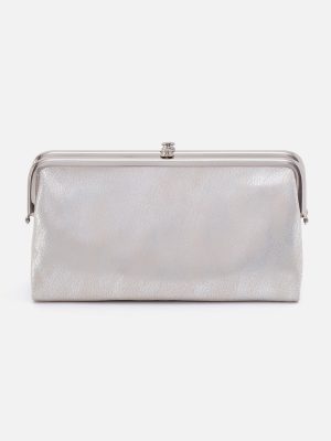 Lauren Clutch-Wallet in Metallic Leather - Silver