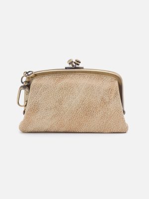 Cheer Frame Pouch In Metallic Leather - Gold Leaf