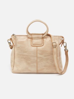 Sheila Medium Satchel in Metallic Leather - Gold Leaf