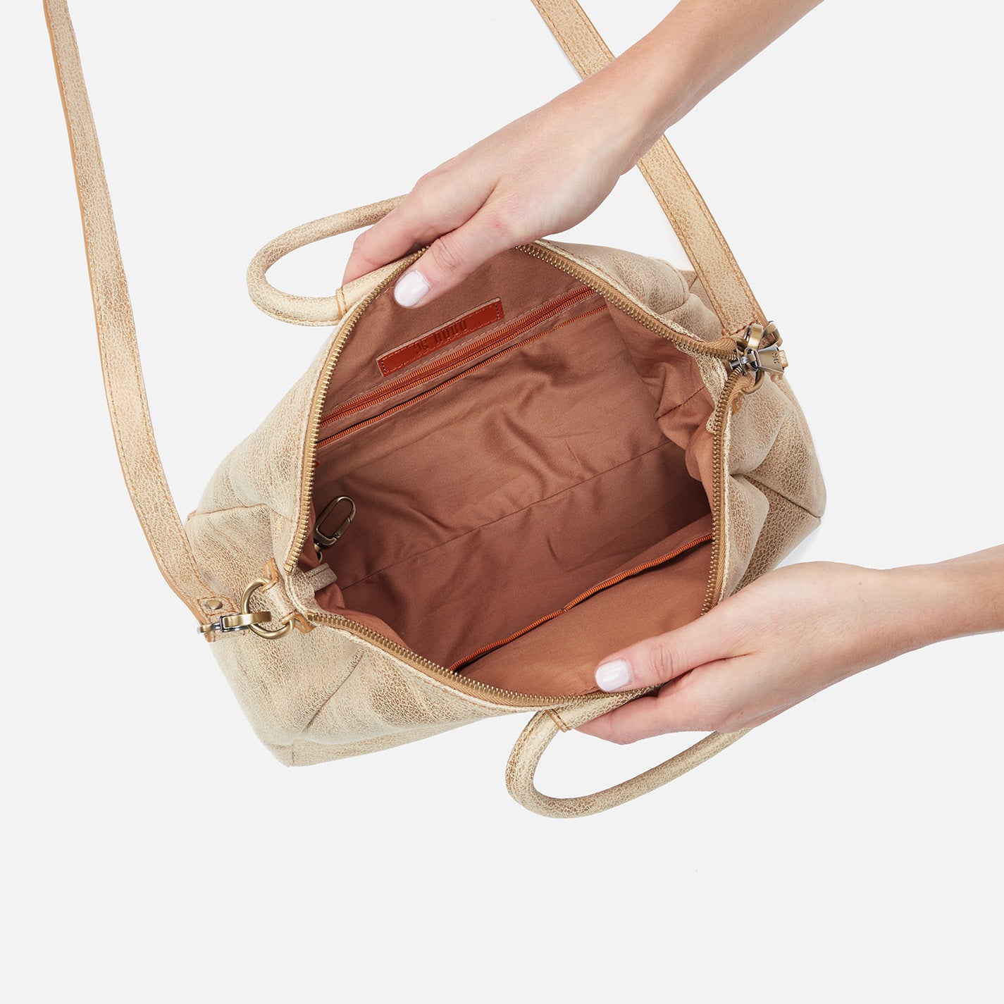 Sheila Medium Satchel in Metallic Leather - Gold Leaf - Image 4