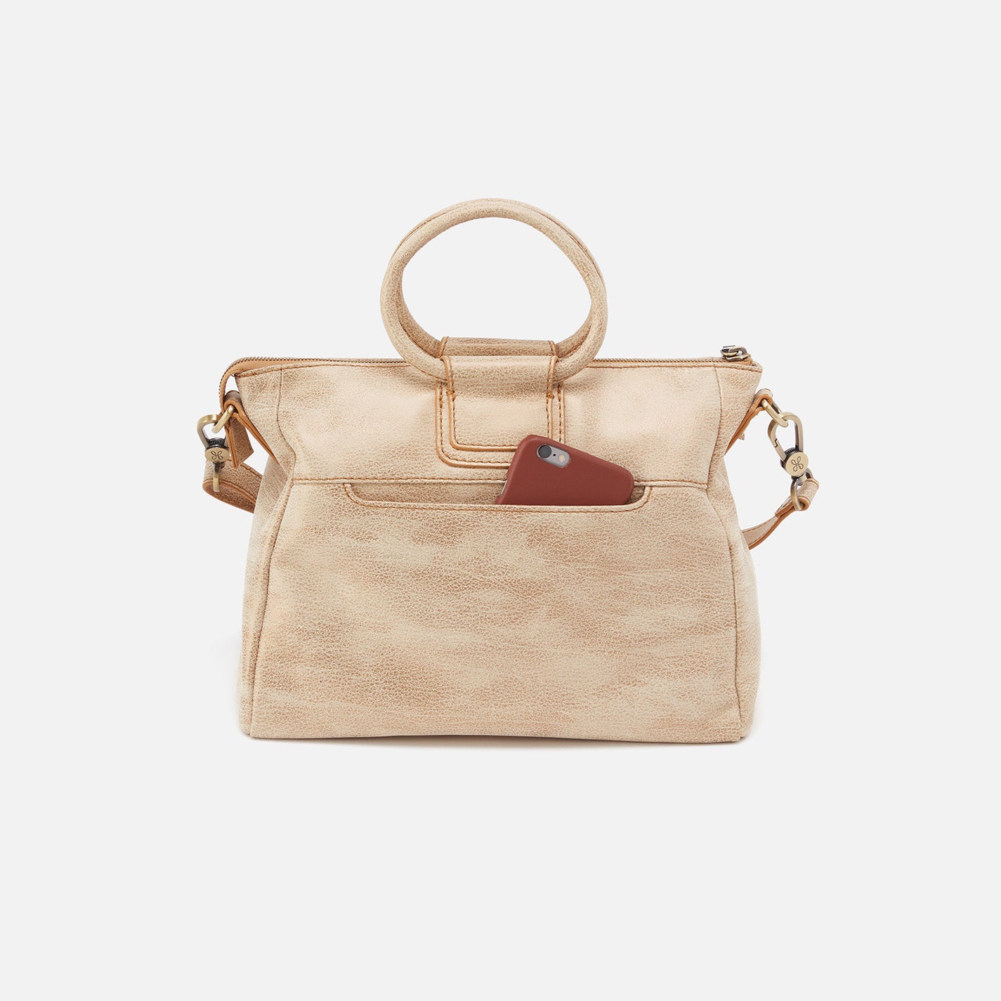 Sheila Medium Satchel in Metallic Leather - Gold Leaf - Image 5