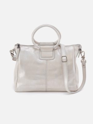Sheila Medium Satchel In Metallic Leather - Silver