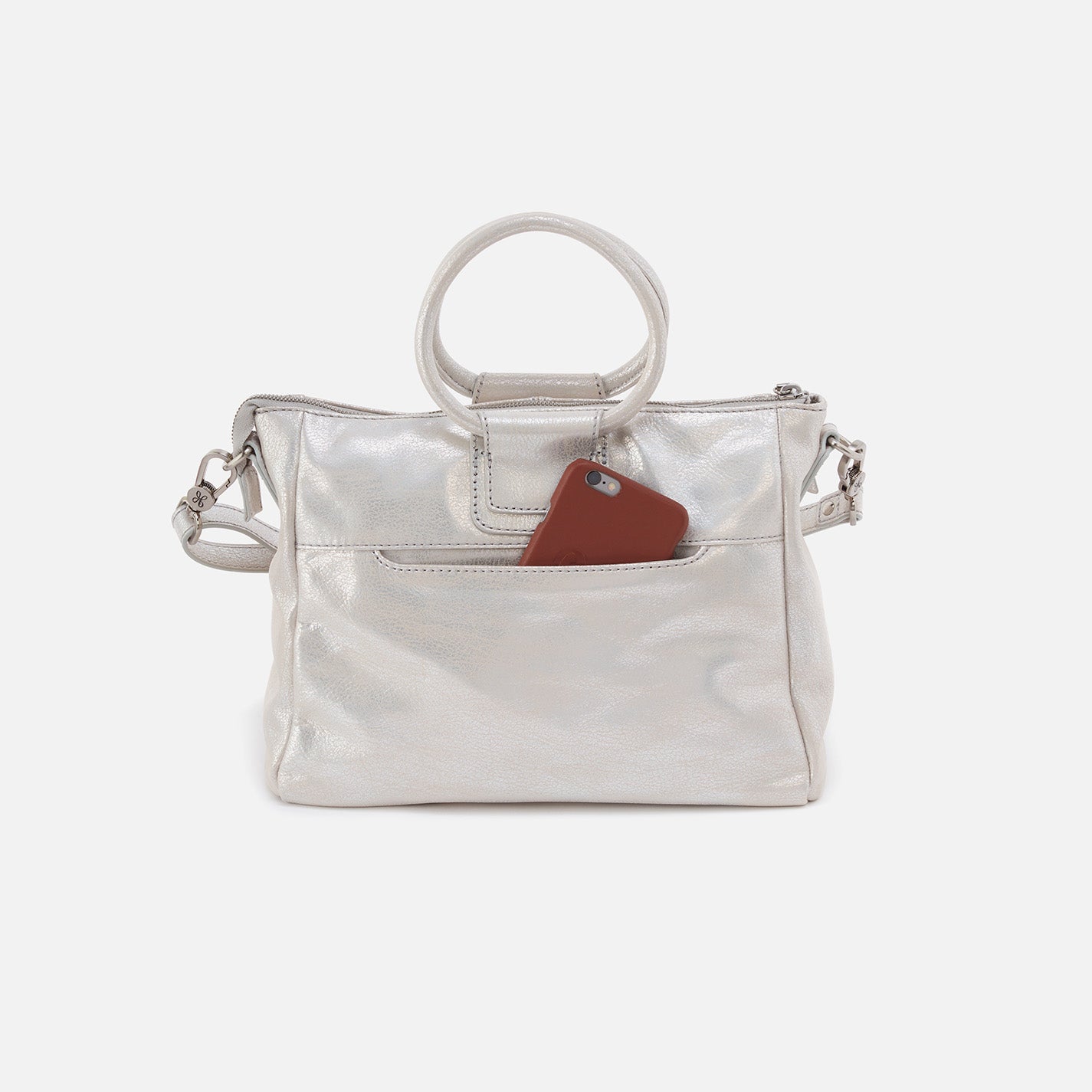 Sheila Medium Satchel In Metallic Leather - Silver - Image 4