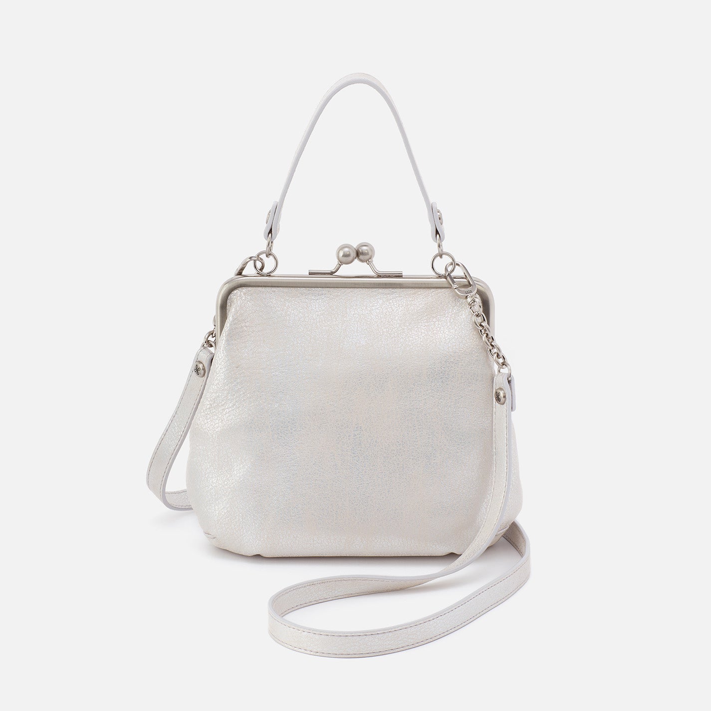 Alba Crossbody In Metallic Leather - Silver