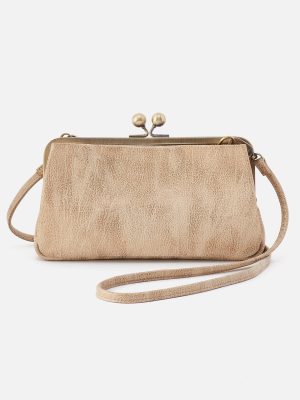 Lauren Frame Crossbody in Metallic Leather - Gold Leaf