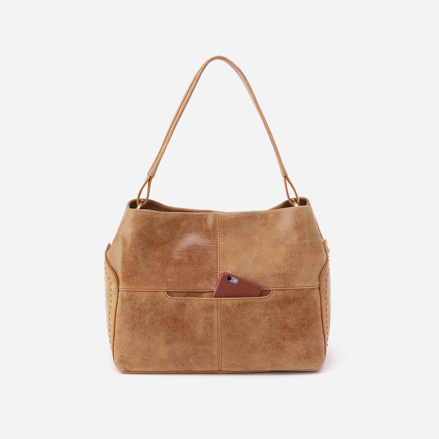 Seneca Shoulder Bag in Buffed Leather - Whiskey - Image 5