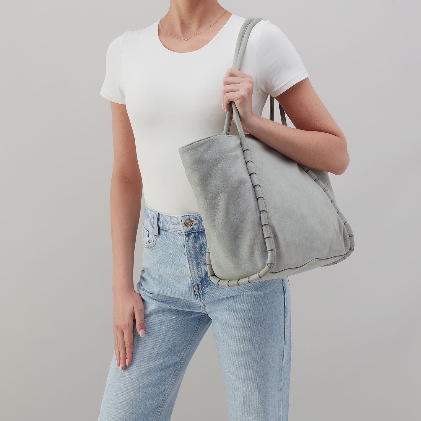 Phoebe Tote In Buffed Leather - Misty Harbor - Image 3