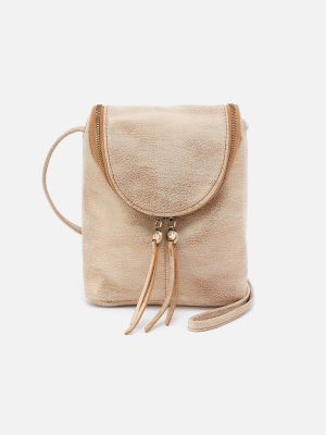 Fern Crossbody In Metallic Leather - Gold Leaf