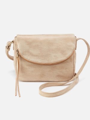 Fern Messenger Crossbody In Metallic Leather - Gold Leaf