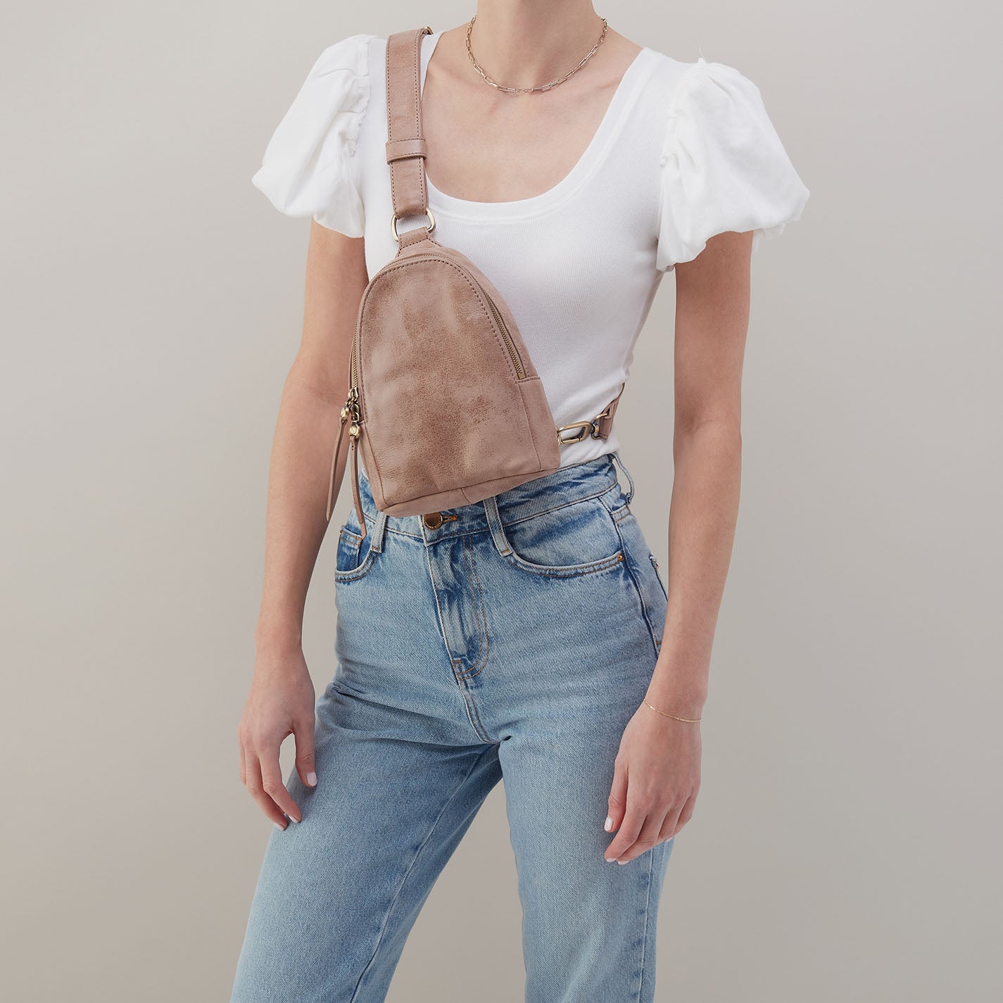 Fern Sling in Buffed Leather - Hazel - Image 3