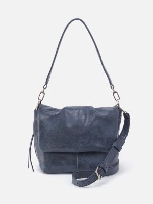 Harley Convertible Shoulder Bag in Buffed Leather - Indigo Sky