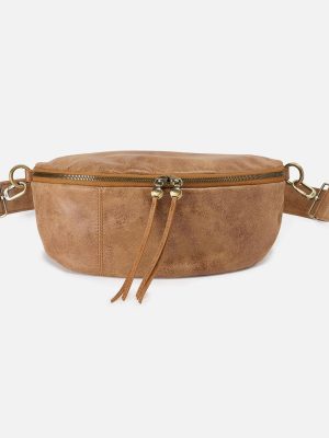 Hunter Medium Belt Bag In Buffed Leather - Whiskey
