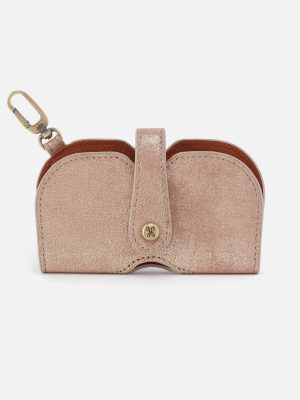 Blink Glasses Holder In Buffed Leather - Gilded Beige