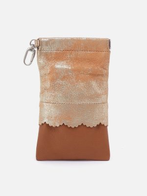 Facile Eyeglass Case In Metallic Leather - Saddle Stardust