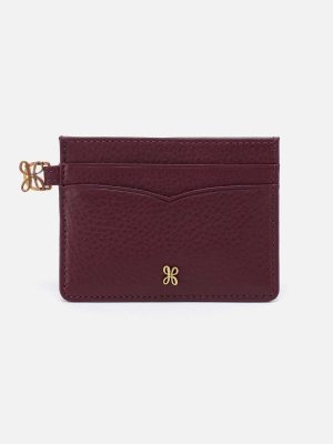 Charmed Card Case in Pebbled Leather - Mulberry Glaze