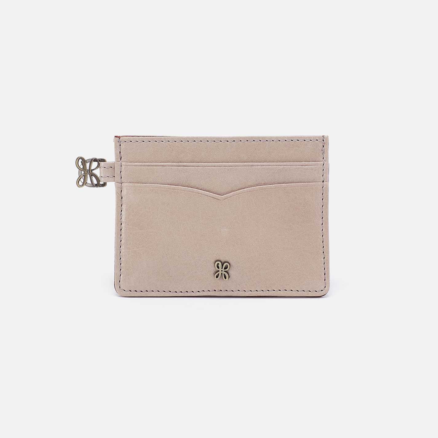 Charmed Card Case in Aniline Gloss Leather - Stone Gloss