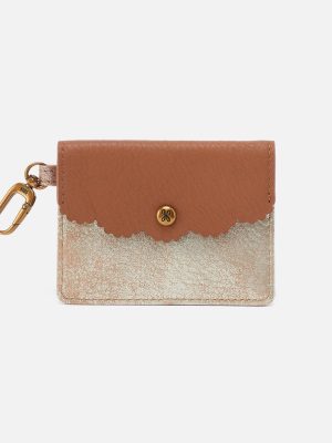 Tabby Flap Card Case In Metallic Leather - Saddle Stardust