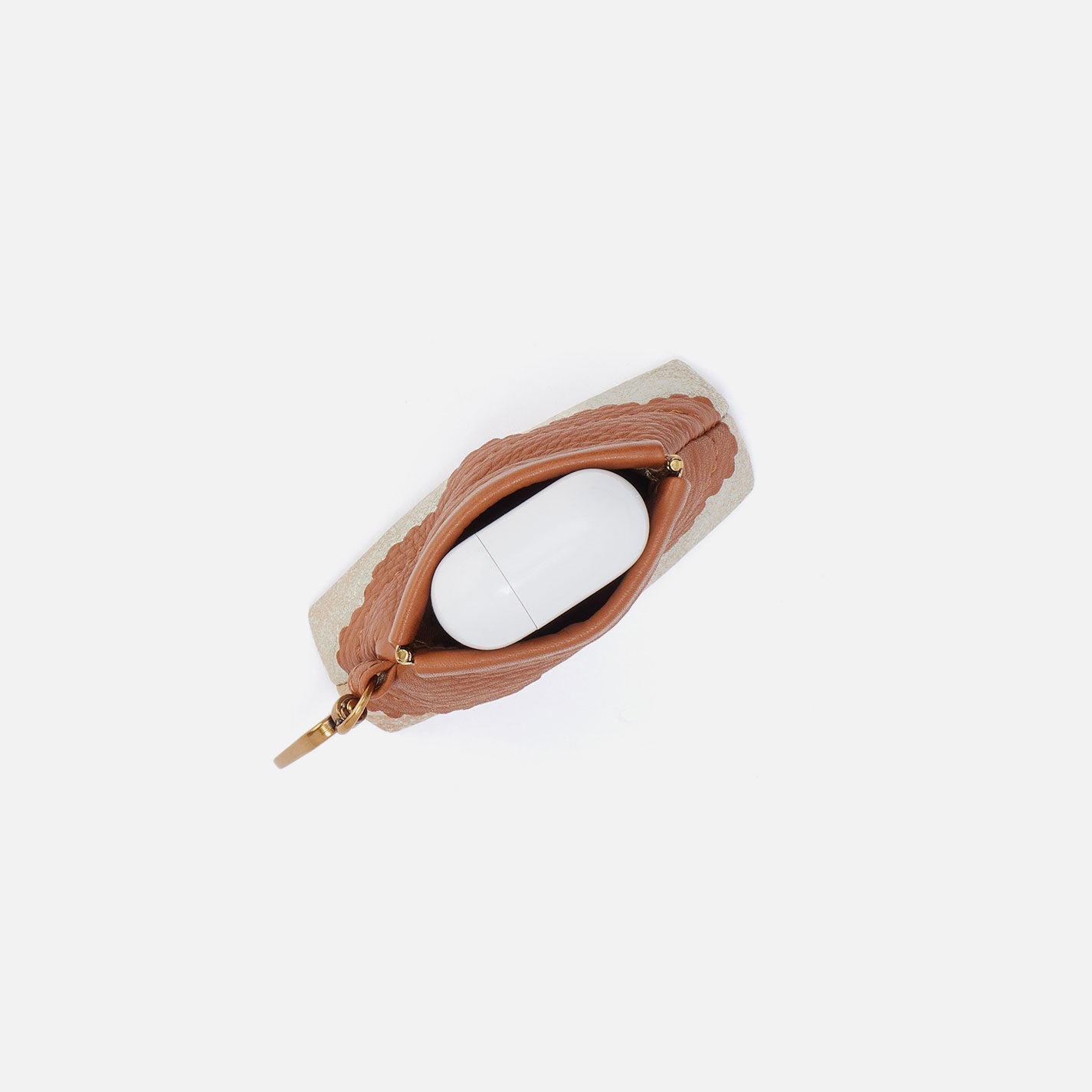 Tabby Earbud Case In Pebbled Leather - Warm Honey - Image 3