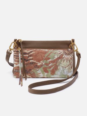 Darcy Double Crossbody In Mixed Leathers - Dark Elm