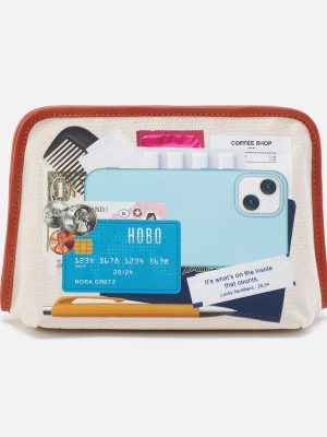 Beauty Large Cosmetic Pouch With Tromp L'oeil in Canvas - Natural