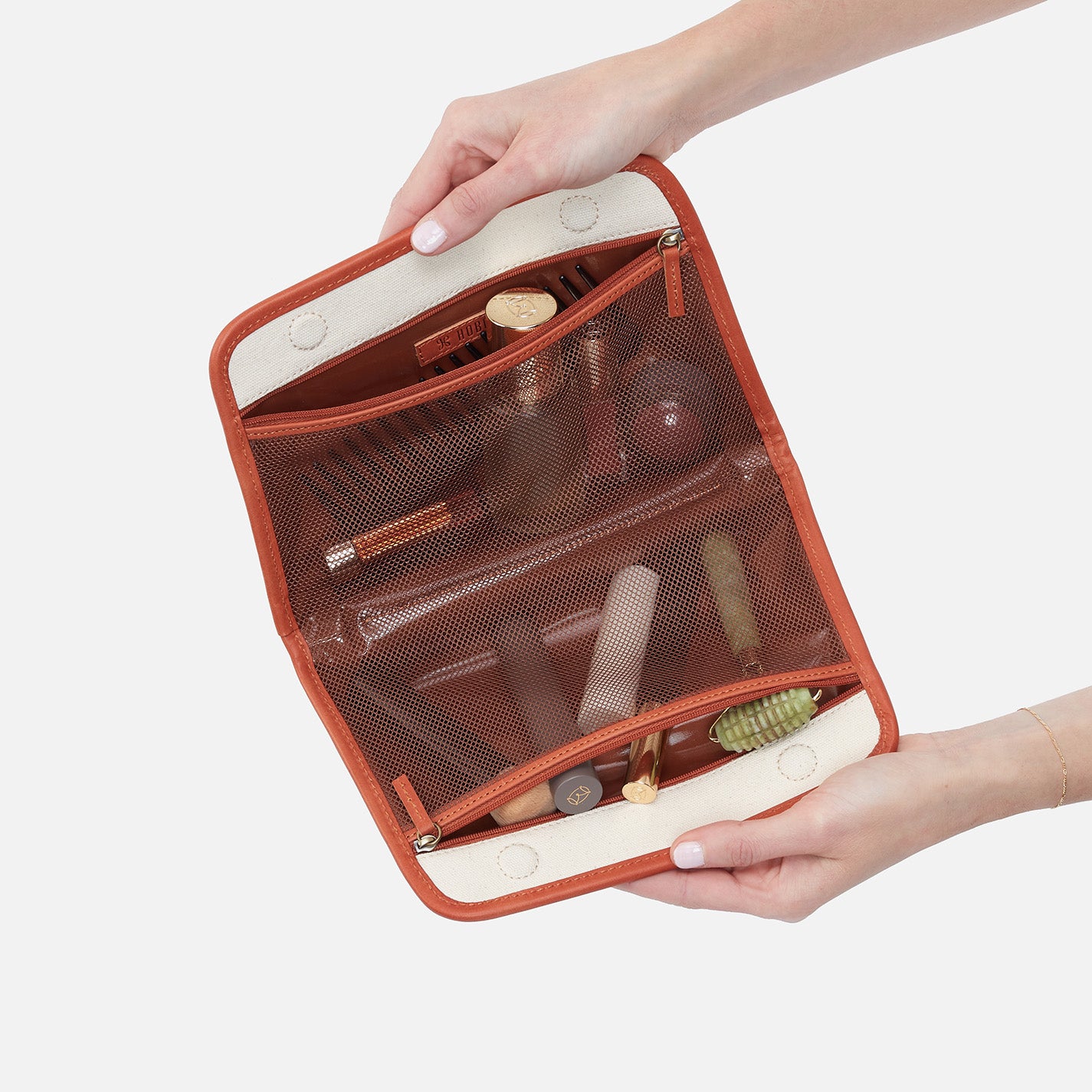 Beauty Large Cosmetic Pouch With Tromp L'oeil in Canvas - Natural - Image 2