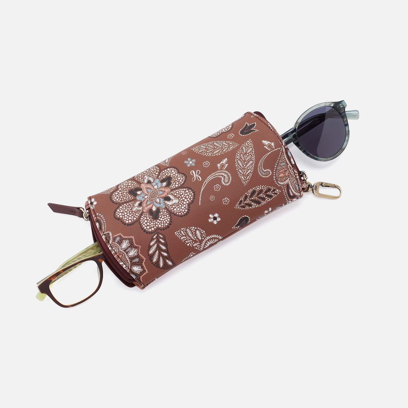 Spark Double Eyeglass Case in Coated Canvas - Country Road Bloom Canvas - Image 2