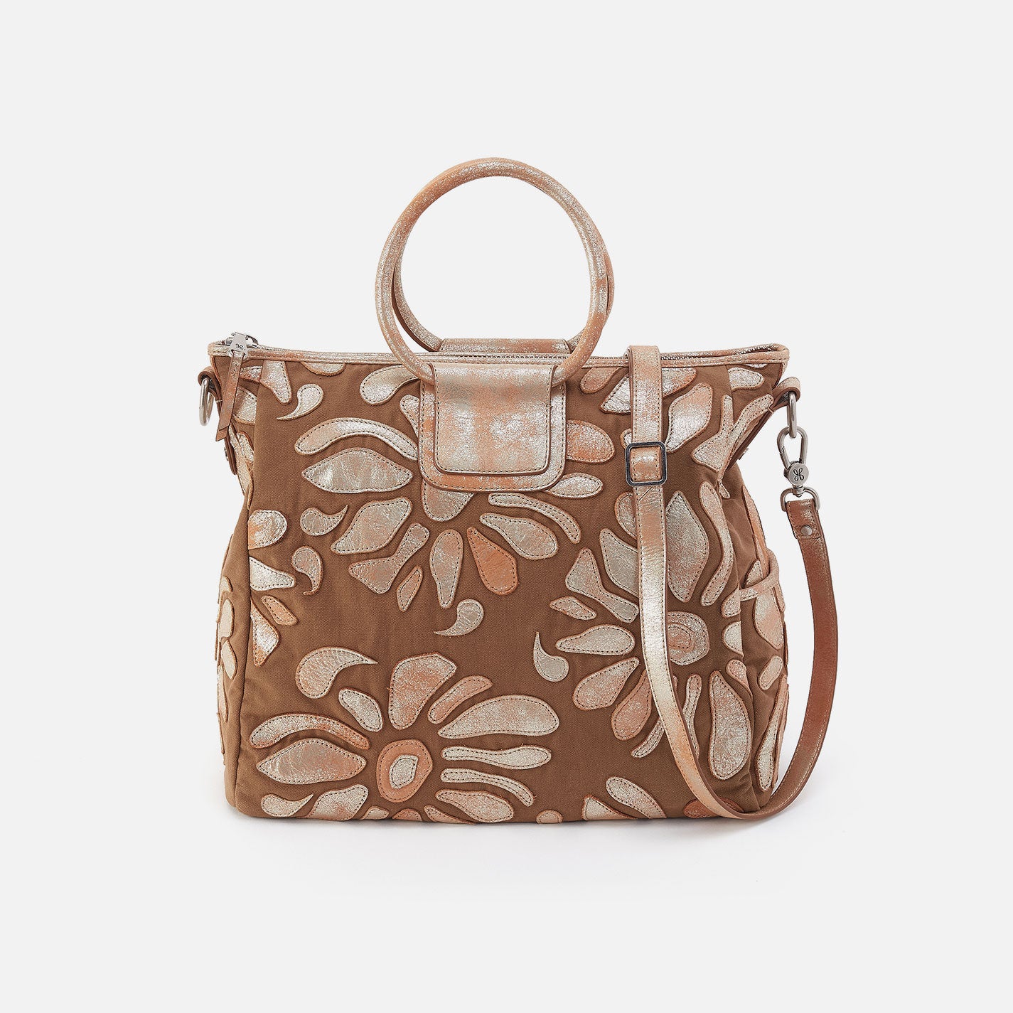 Sheila Large Satchel In Canvas - Saddle Stardust Overlay