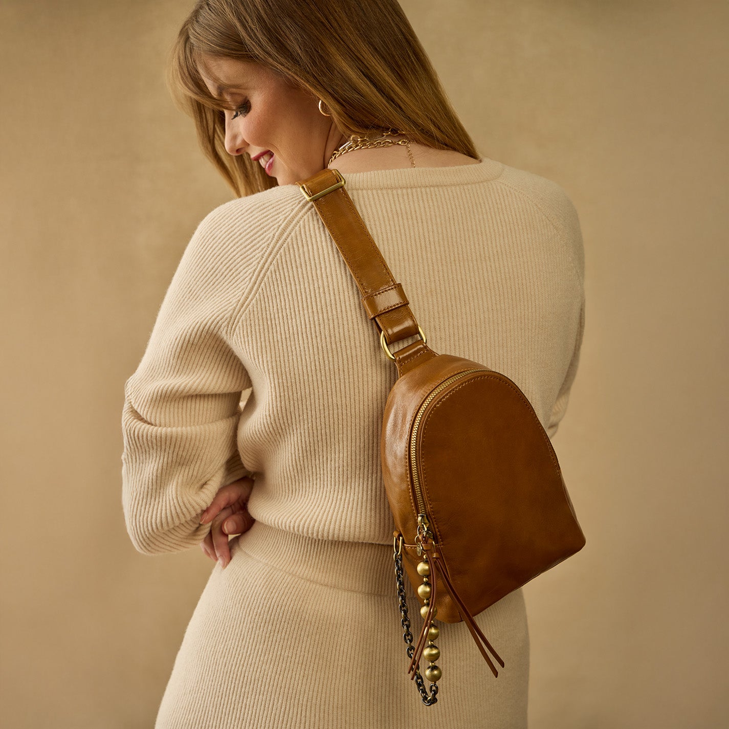 Fern Sling in Polished Leather - Truffle - Image 2