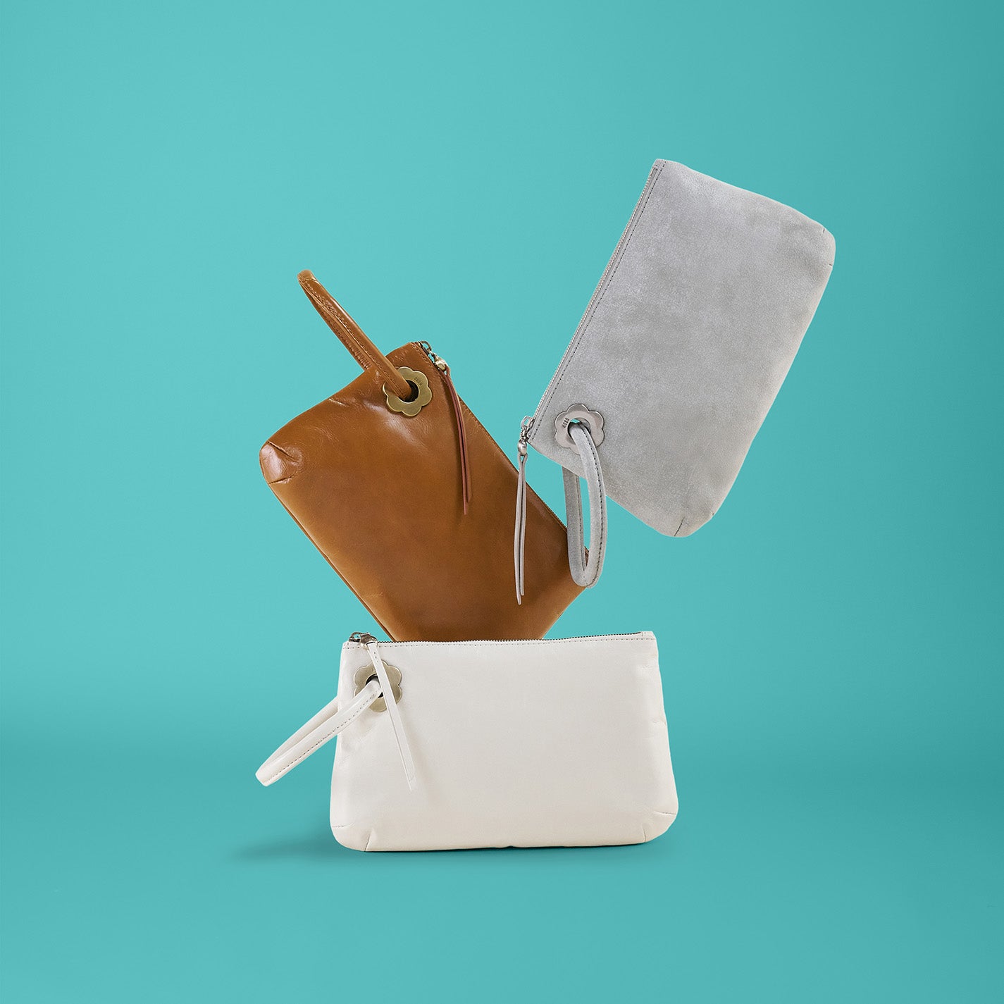 Daisy Daze Large Wristlet In Polished Leather - Truffle - Image 2