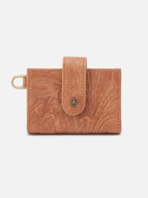 Jean Accordion Card Case In Tooled Embossed Leather - Saddle Tooled Emboss