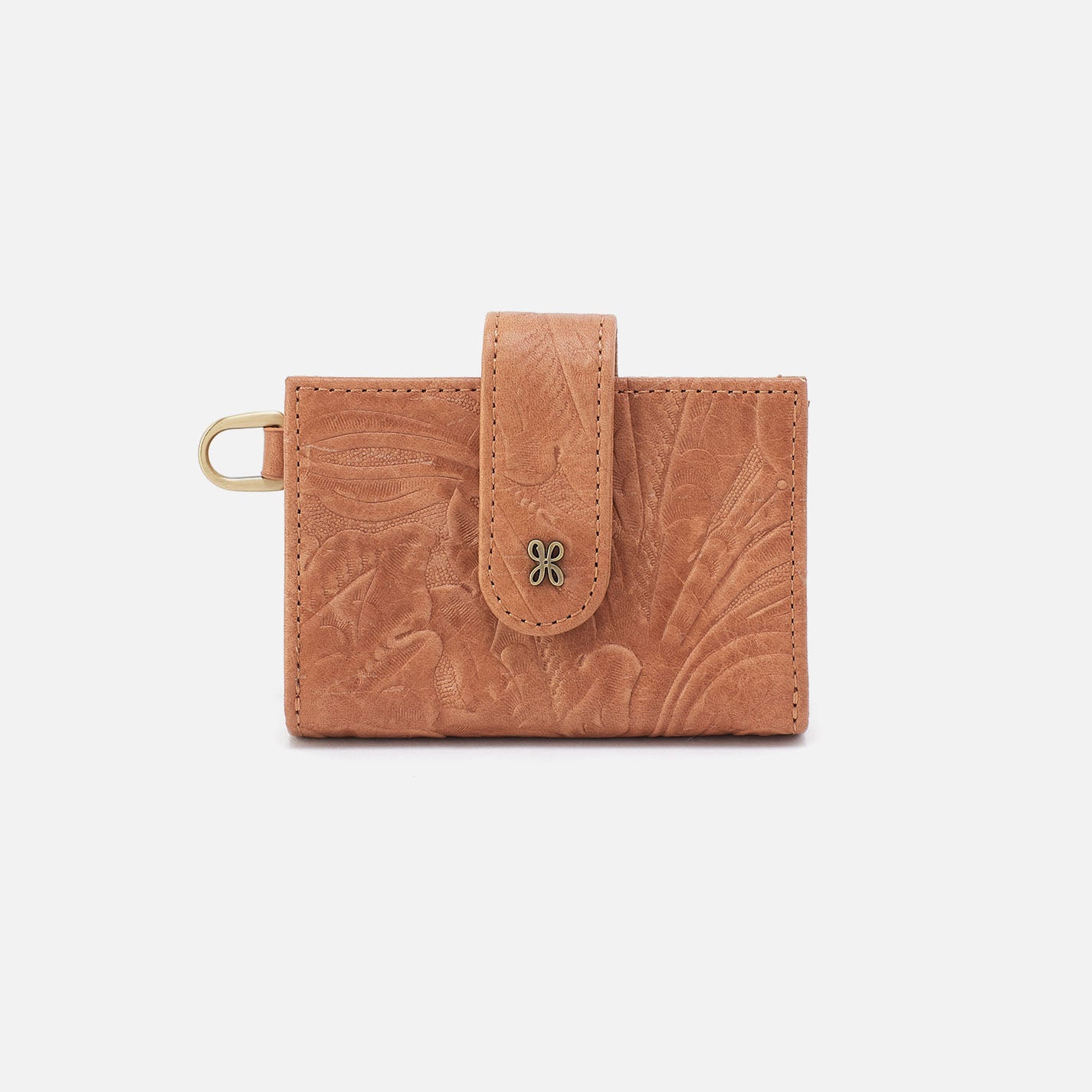 Jean Accordion Card Case In Tooled Embossed Leather - Saddle Tooled Emboss