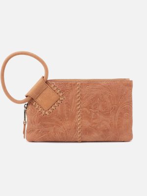 Sable Wristlet In Tooled Embossed Leather - Saddle Tooled Emboss
