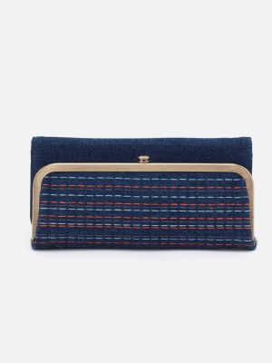Rachel Continental Wallet In Denim Fabric - Dark Denim