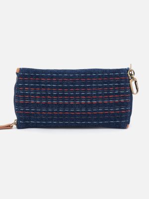 Spark Double Eyeglass Case In Denim Fabric - Dark Denim