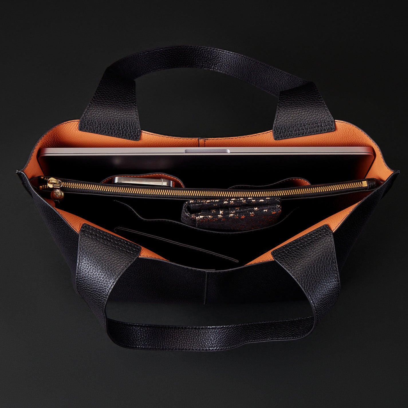 Vida Tote in Micro Pebbled Leather - Black - Image 6