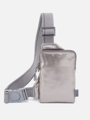 DIALED IN Phone Bag in EverShine nylon - Quicksilver Metallic