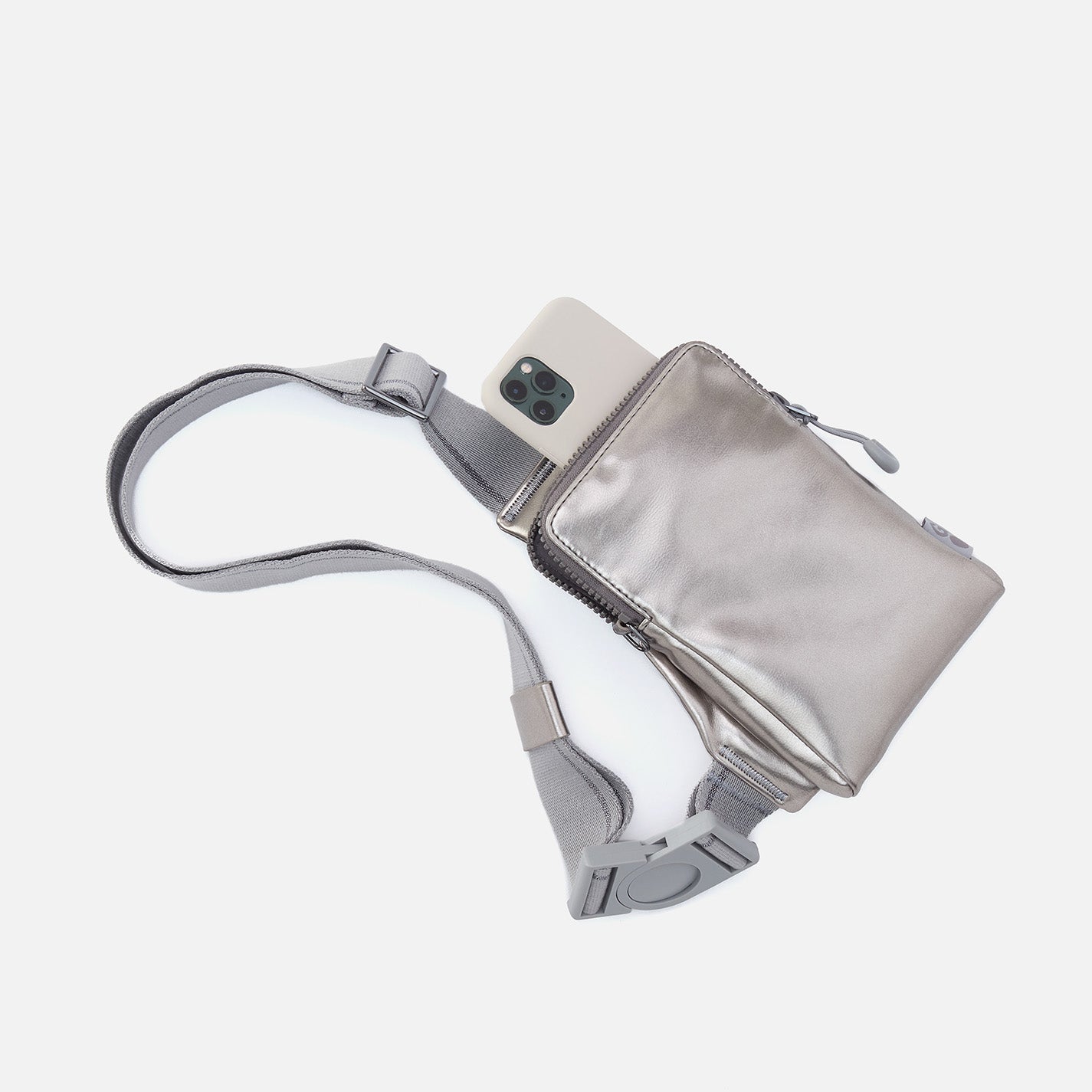 DIALED IN Phone Bag in EverShine nylon - Quicksilver Metallic - Image 2