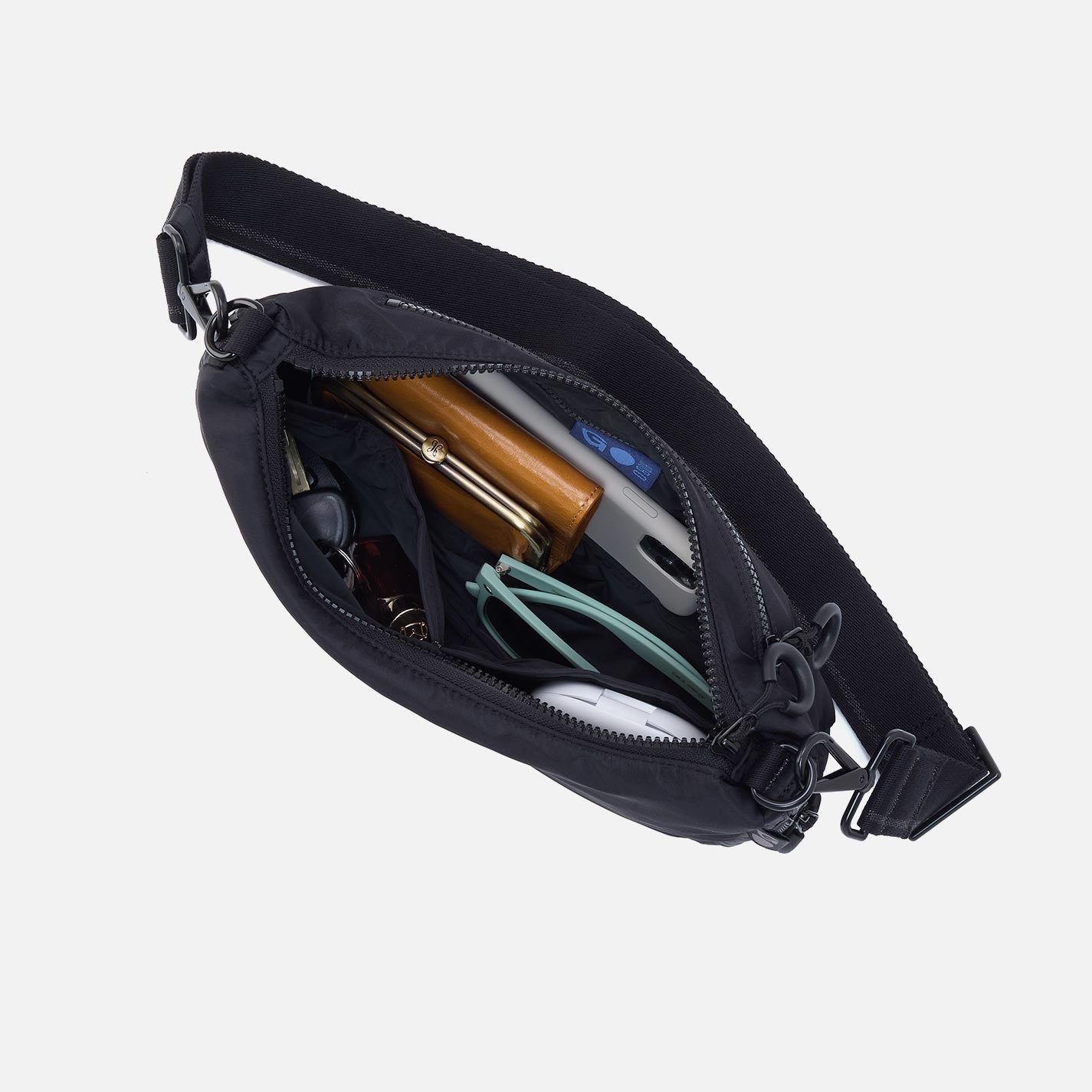 EVERY WEAR Quilted Crossbody in CaRefiber recycled nylon - Teal - Image 2