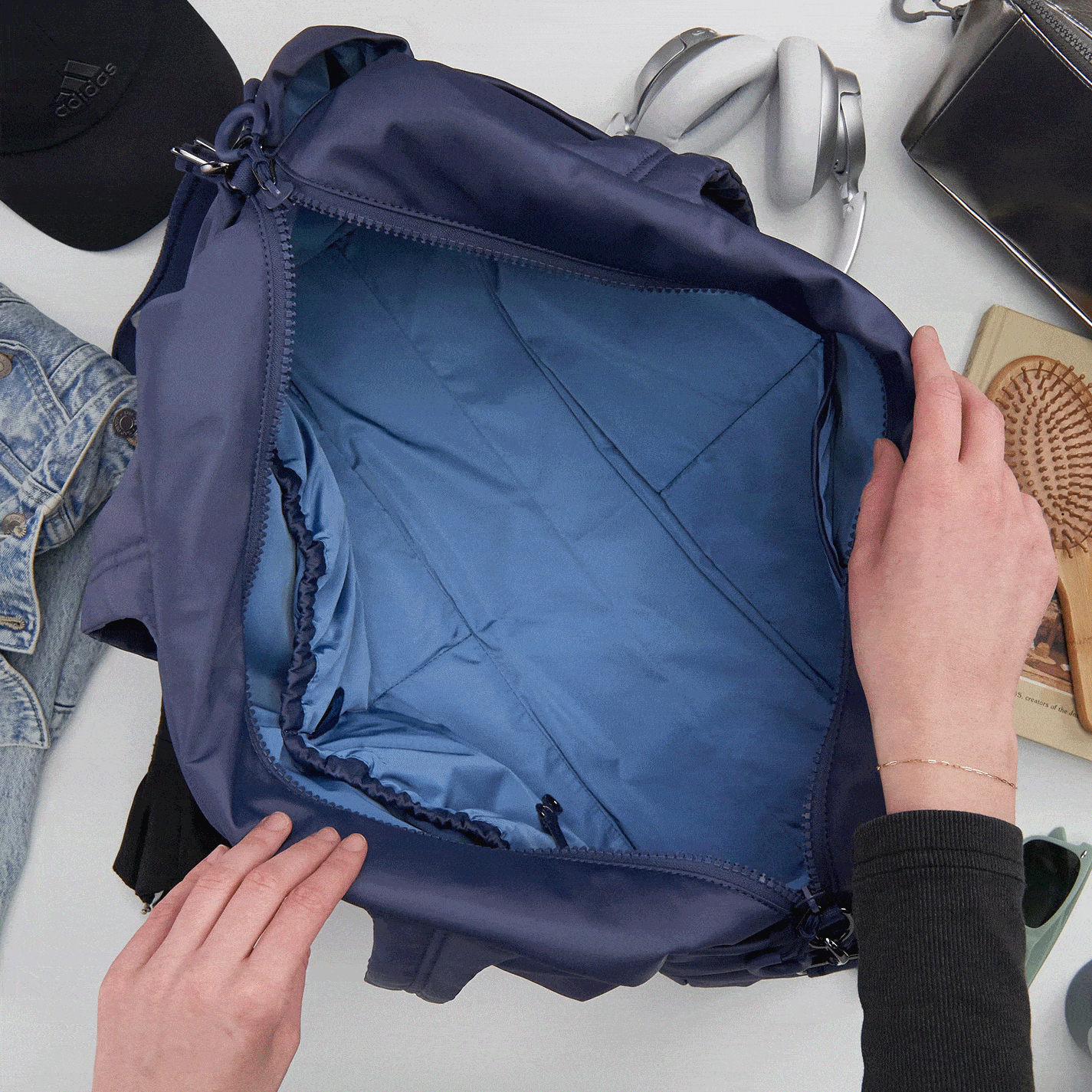 GET AWAY Duffle in CaRefiber recycled nylon - Ocean - Image 3