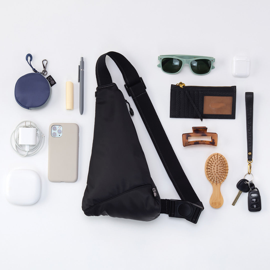 SURE THING Quilted Sling in CaRefiber recycled nylon - Jet With Ocean Quilt - Image 7