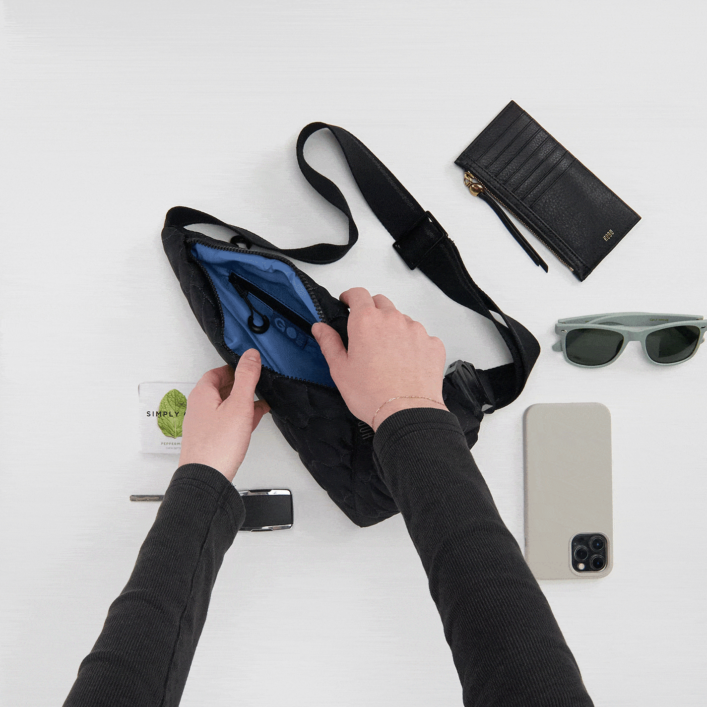 SURE THING Sling in CaRefiber recycled nylon - Stone - Image 3