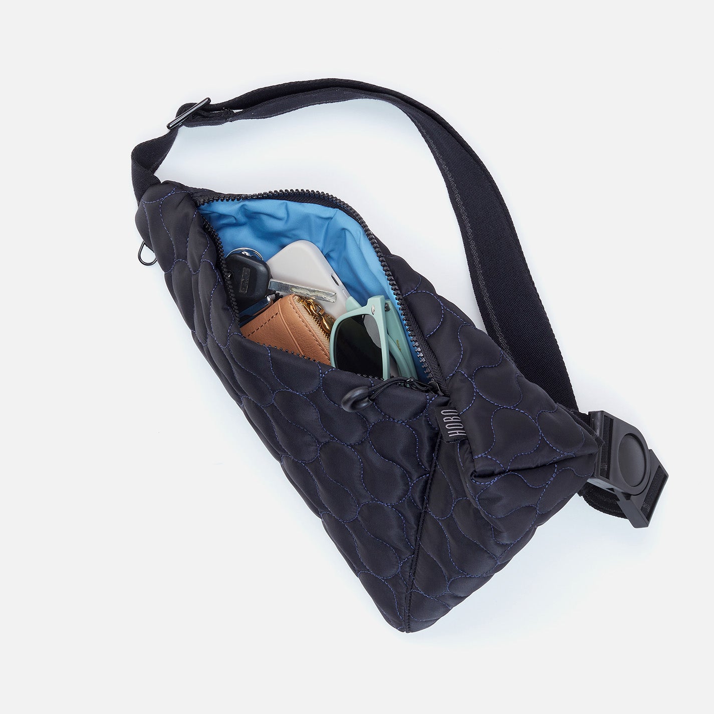 SURE THING Quilted Sling in CaRefiber recycled nylon - Jet With Ocean Quilt - Image 2
