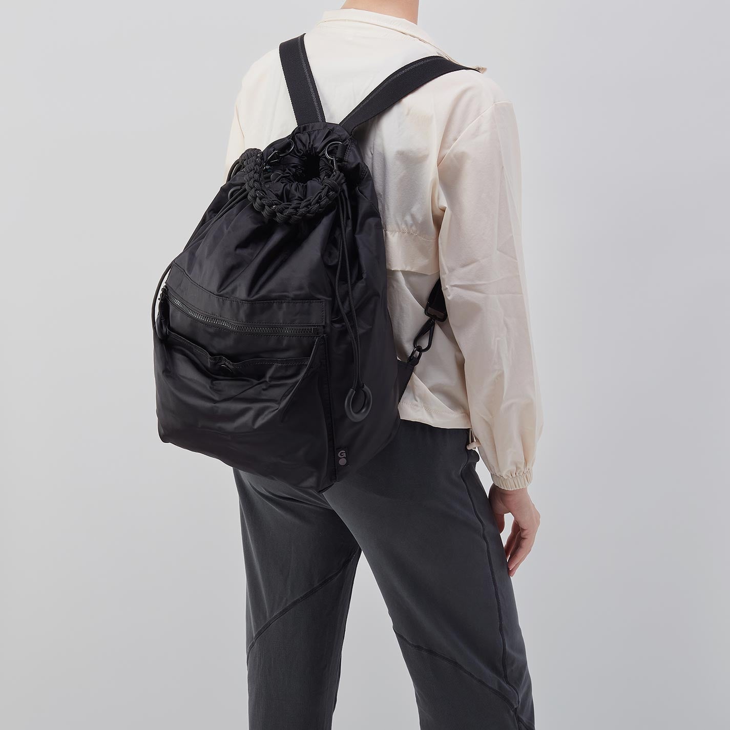 LIFE'S A CINCH Backpack in CaRefiber recycled nylon - Jet - Image 5