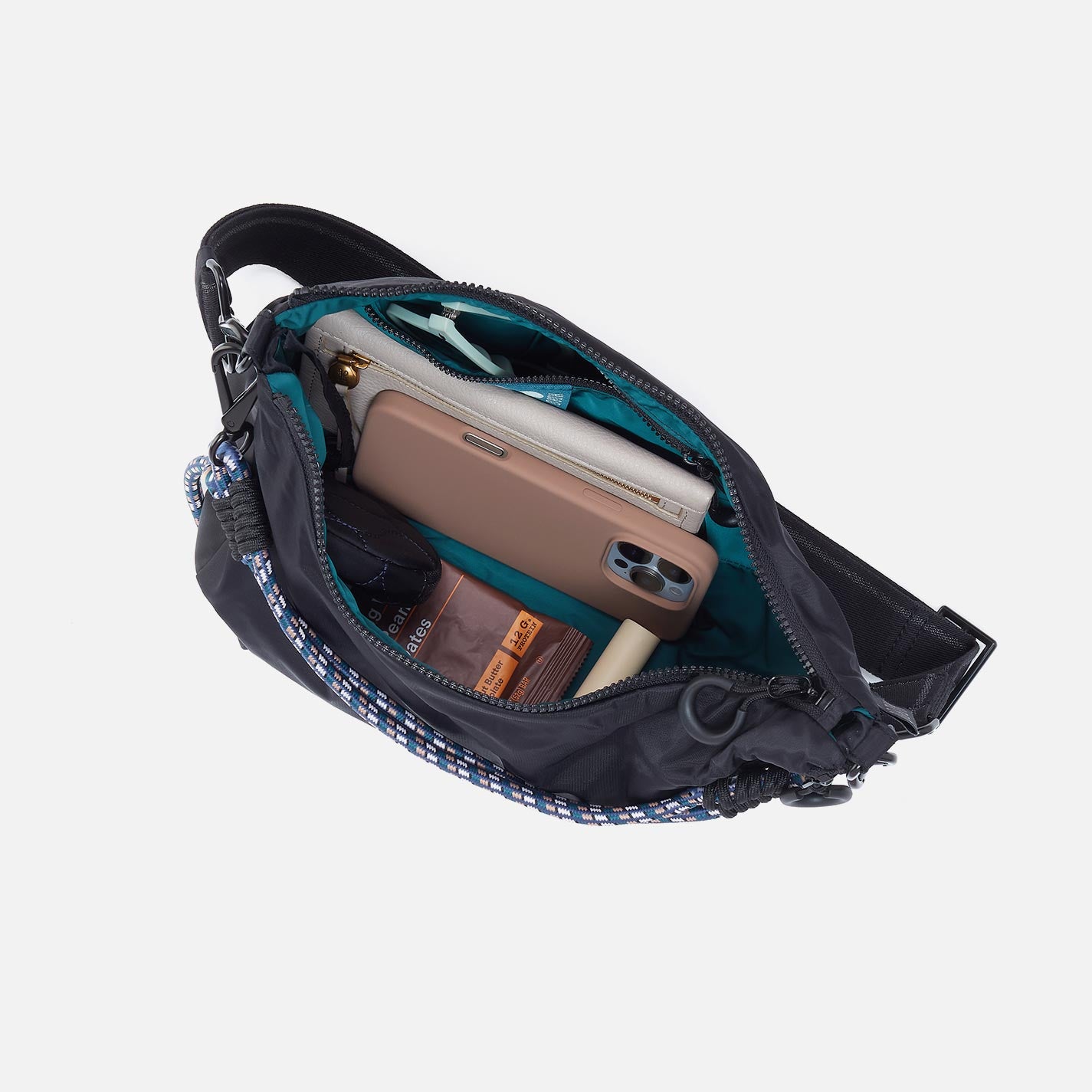 GO FOR IT Sling Crossbody in CaRefiber recycled nylon - Teal - Image 3