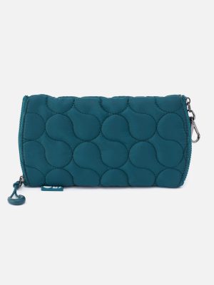 DOUBLE VISION Quilted Clip Eyewear Organizer in CaRefiber recycled nylon - Teal