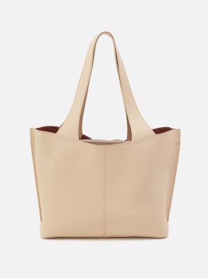 Vida Tote in Micro Pebbled Leather - Almond